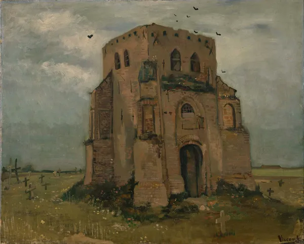 The old church tower at Nuenen (`The peasants’ churchyard’) av Vincent van Gogh