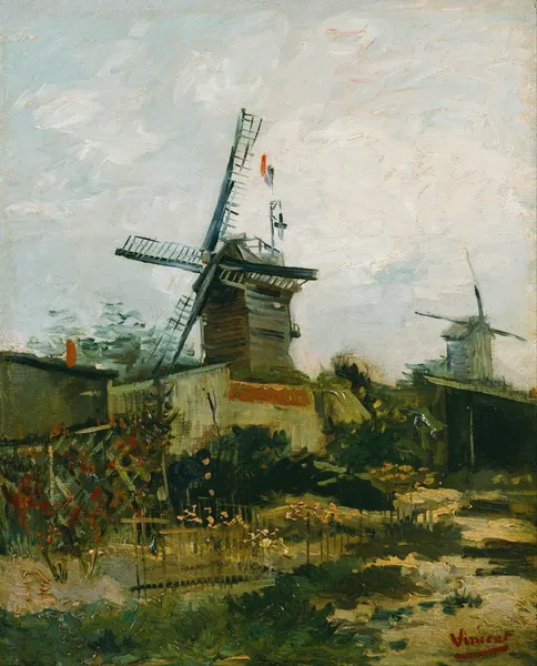 Windmills on Montmartre av Vincent van Gogh