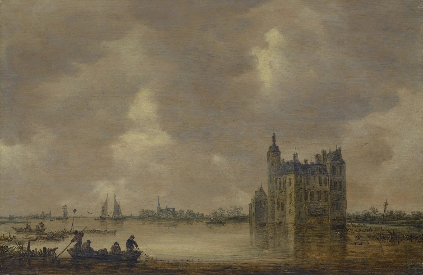 A Castle by a River av Jan van Goyen