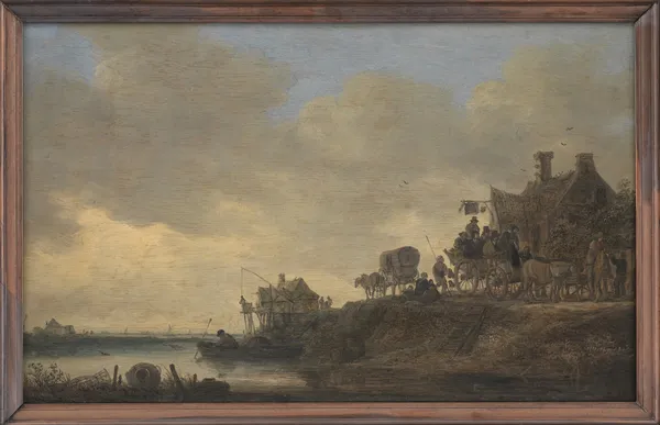 River Scene with the ‘Swan’ Tavern av Jan van Goyen