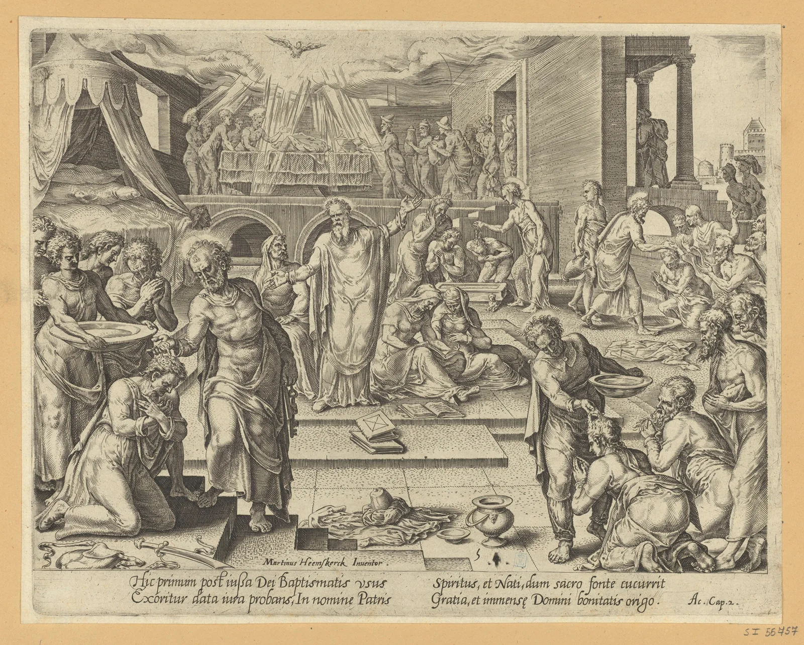 The Apostles Baptizing in Jerusalem av Maarten Van Heemskerck