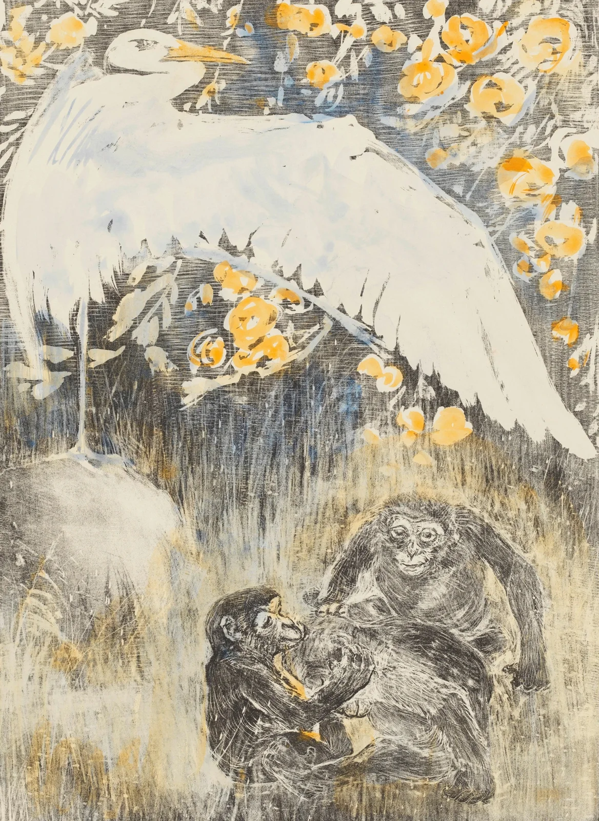 Heron With Three Monkeys av Theo van Hoytema
