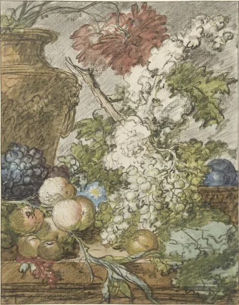 Sketch for a Still Life of Fruit and Flowers av Jan van Huysum