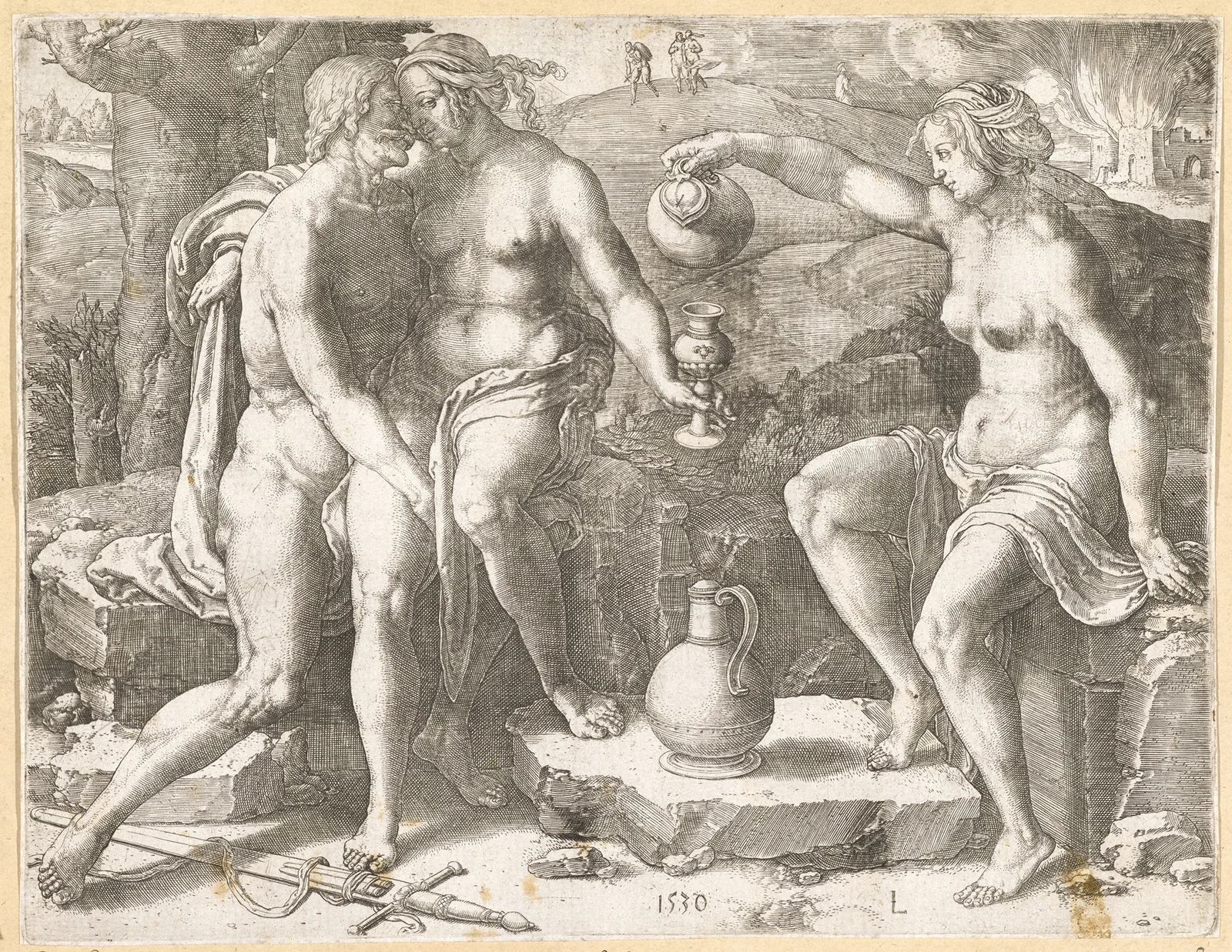 Lot and his daughters, 1530 – nr 1 av Lucas Van Leyden