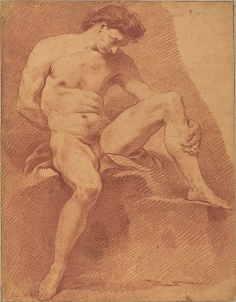A Seated Male Nude av Charles-André van Loo