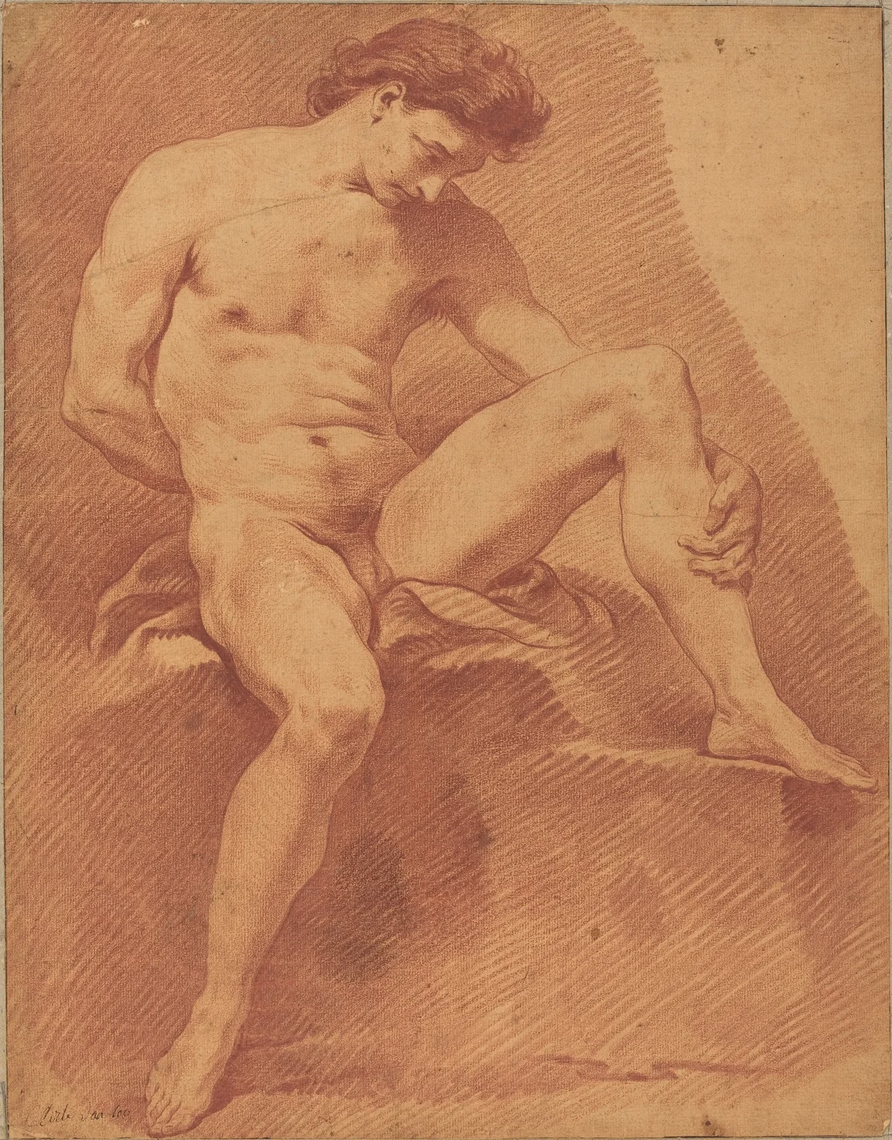 A Seated Male Nude av Charles-André van Loo