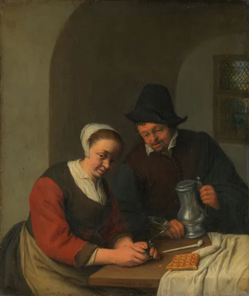 A Confidential Chat av Adriaen van Ostade