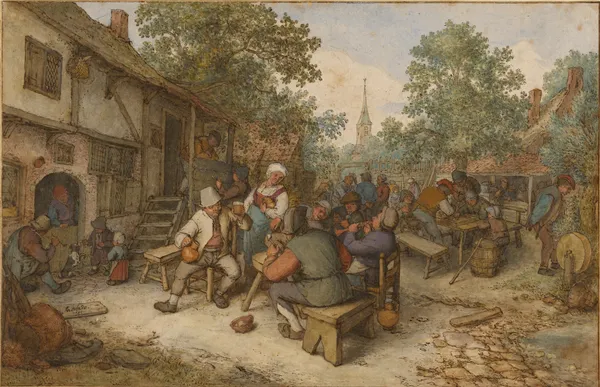 Peasant Festival on a Town Street av Adriaen van Ostade