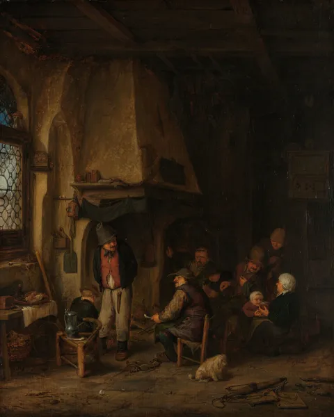 The Skaters; Peasants in an Interior av Adriaen van Ostade