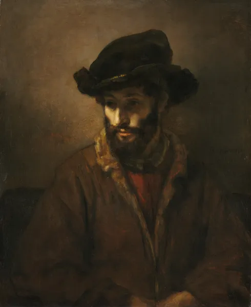 A Bearded Man Wearing a Hat av Rembrandt van Rijn