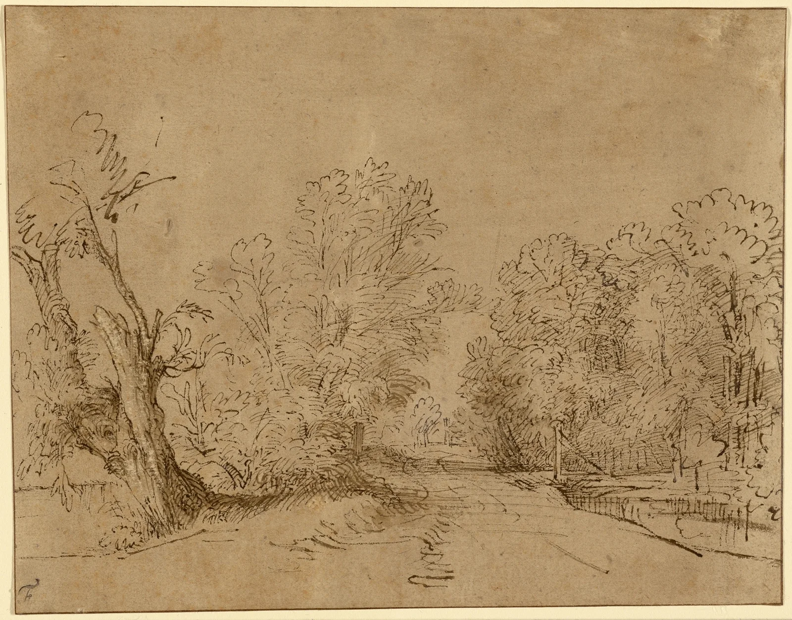 A Wooded Road av Rembrandt van Rijn