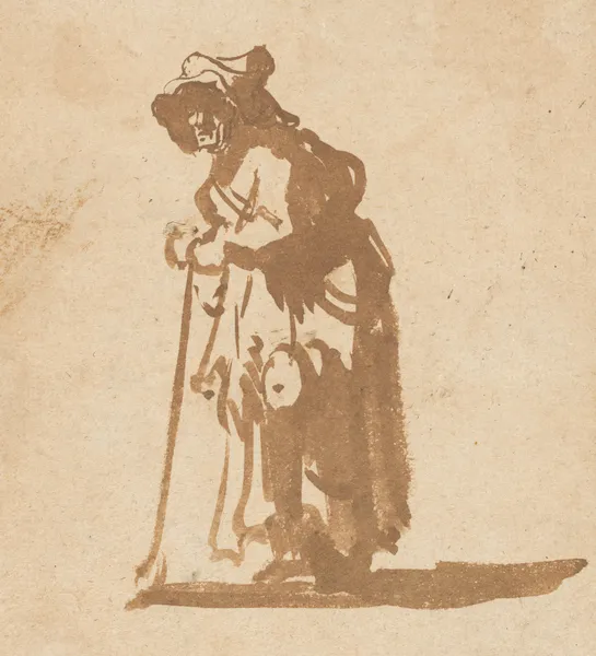 Beggar Woman Leaning on a Stick av Rembrandt van Rijn