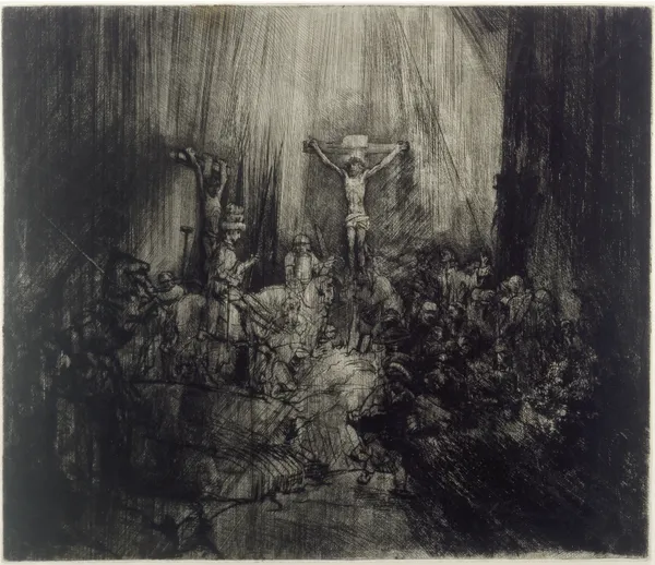 Christ crucified between the two thieves; ‘The three crosses’ av Rembrandt van Rijn