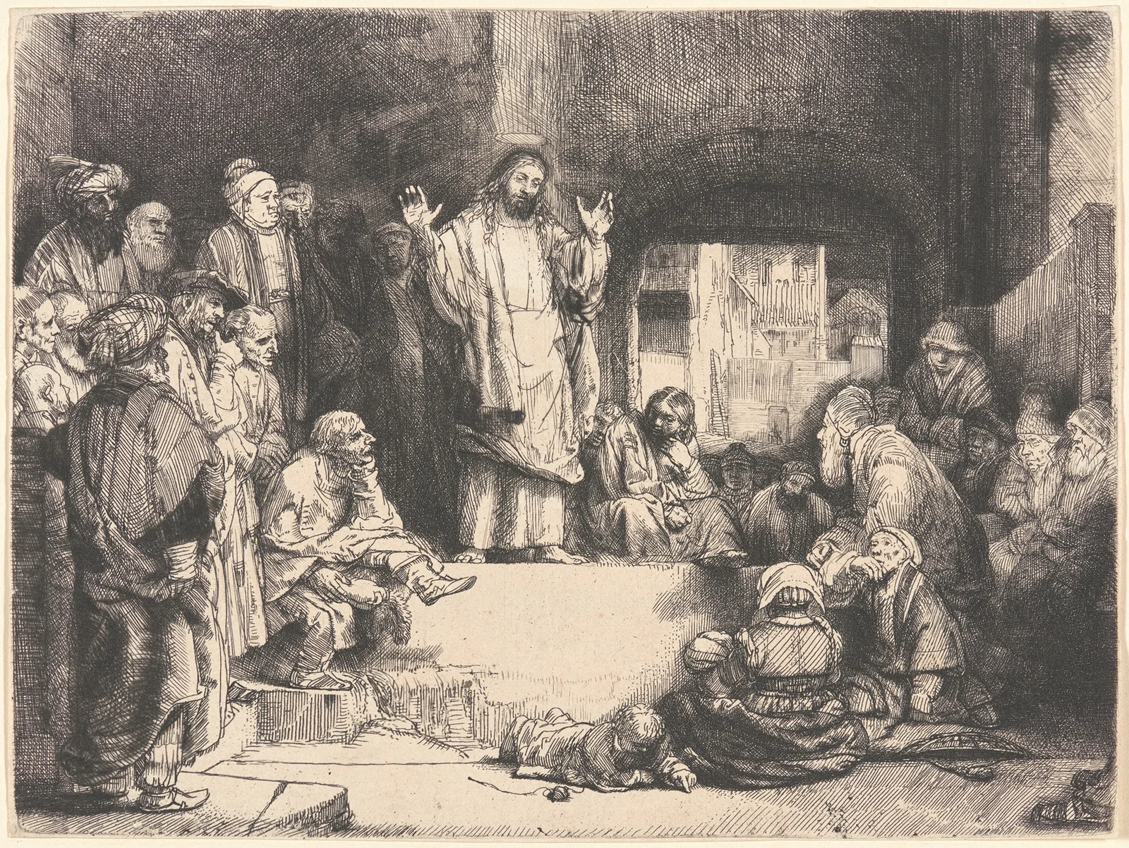 Christ Preaching av Rembrandt van Rijn