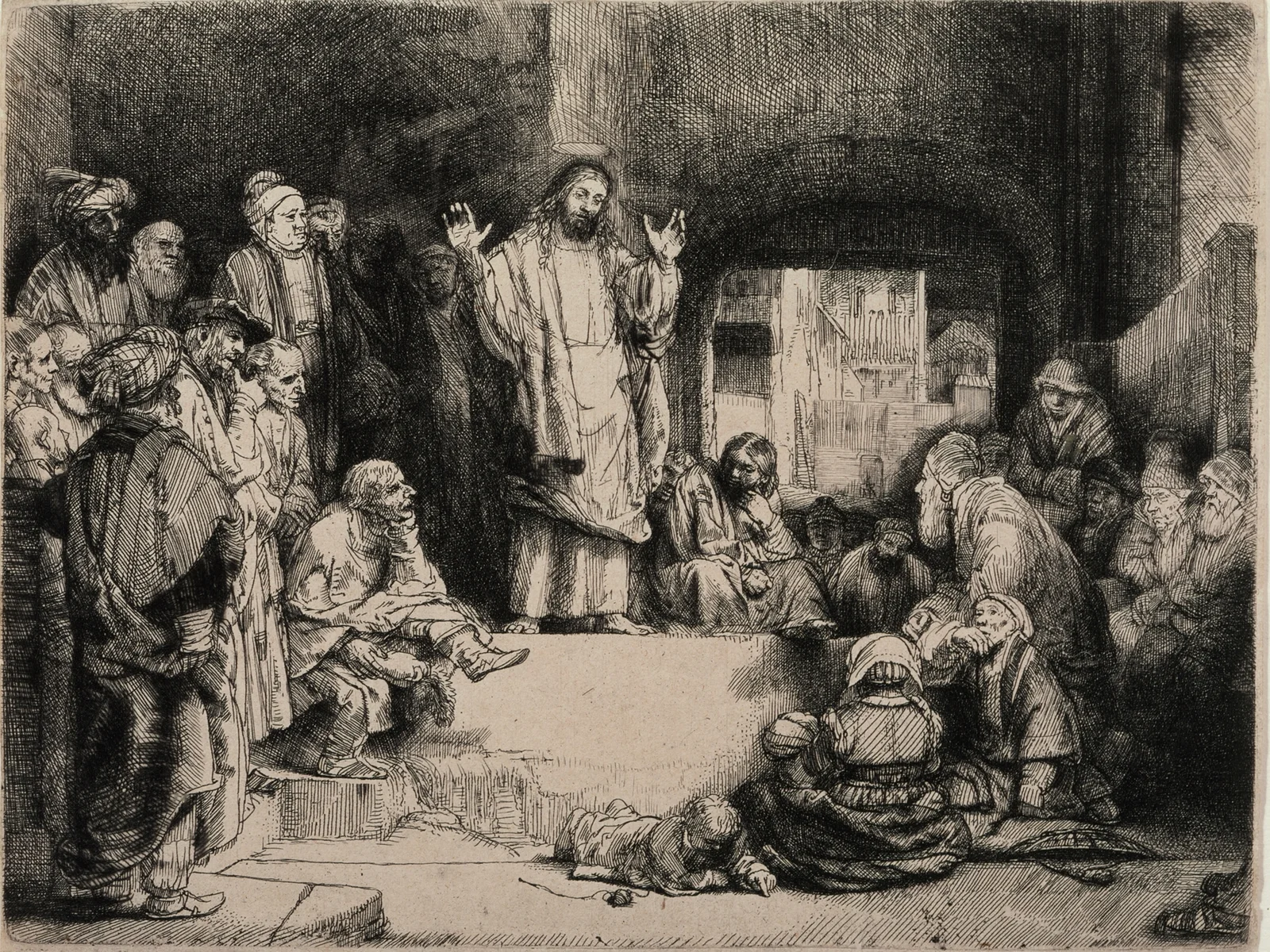 Christ Preaching (‘La Petite Tombe’) av Rembrandt van Rijn