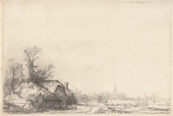 Cottage beside a Canal av Rembrandt van Rijn