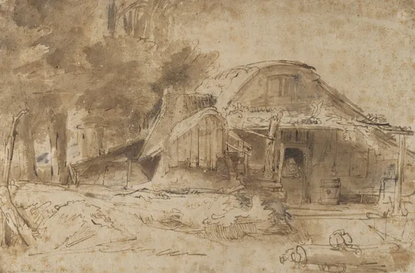 Cottage near the Entrance to a Wood av Rembrandt van Rijn