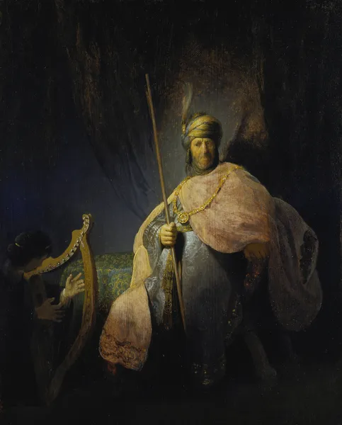 David Playing the Harp in front of Saul av Rembrandt van Rijn