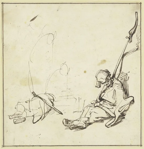 Die Wächter am Gefängnis des Petrus av Rembrandt van Rijn