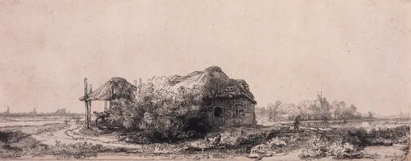 Landscape with a Cottage and Haybarn av Rembrandt van Rijn