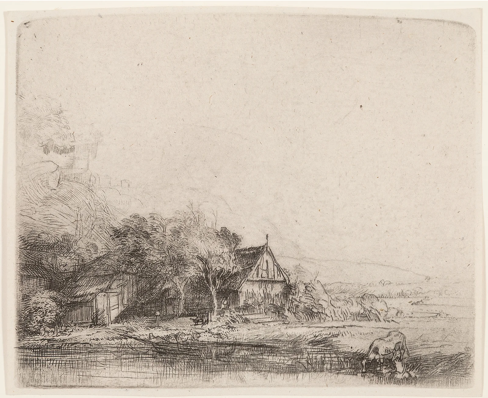 Landscape with cow av Rembrandt van Rijn