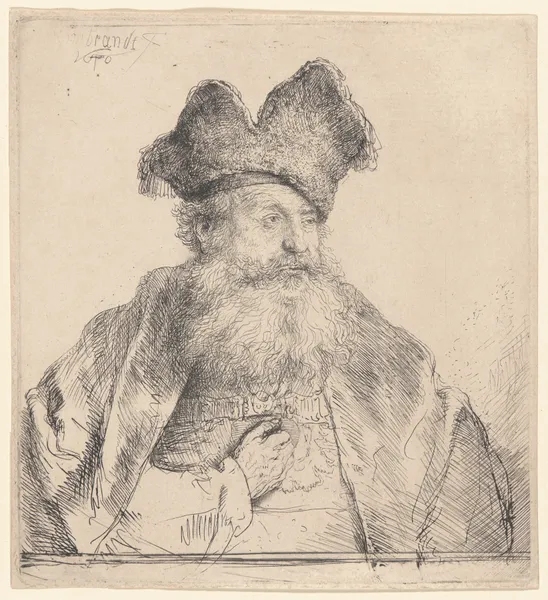 Old Man with a Divided Fur Cap av Rembrandt van Rijn