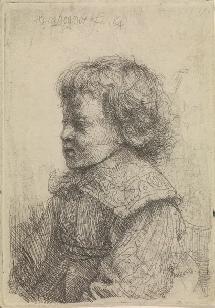 Portrait of a boy in profile av Rembrandt van Rijn