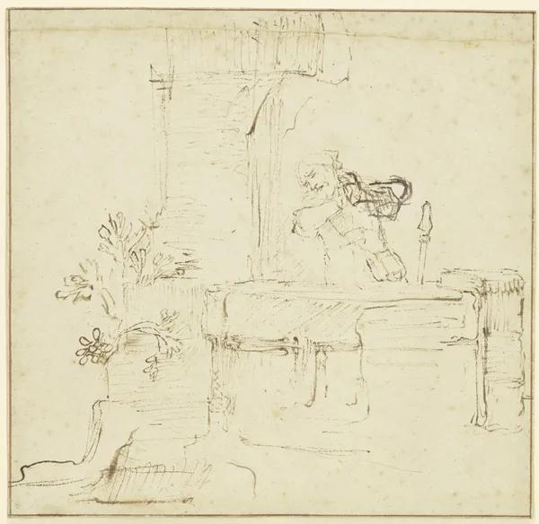 Ruben at the well av Rembrandt van Rijn