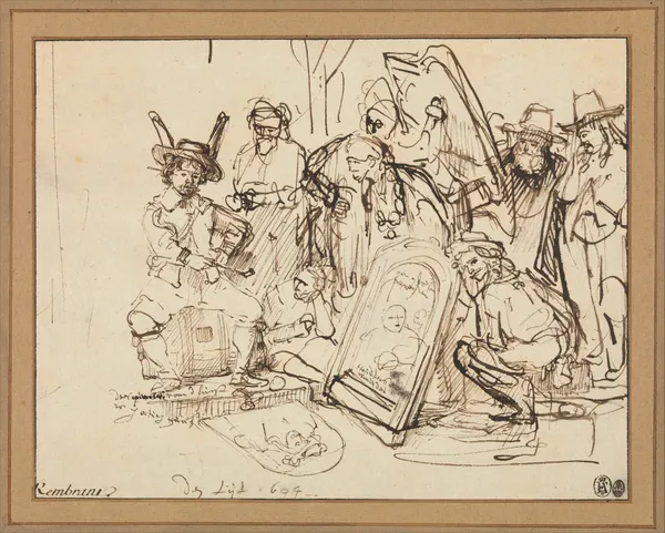 Satire on Art Criticism av Rembrandt van Rijn