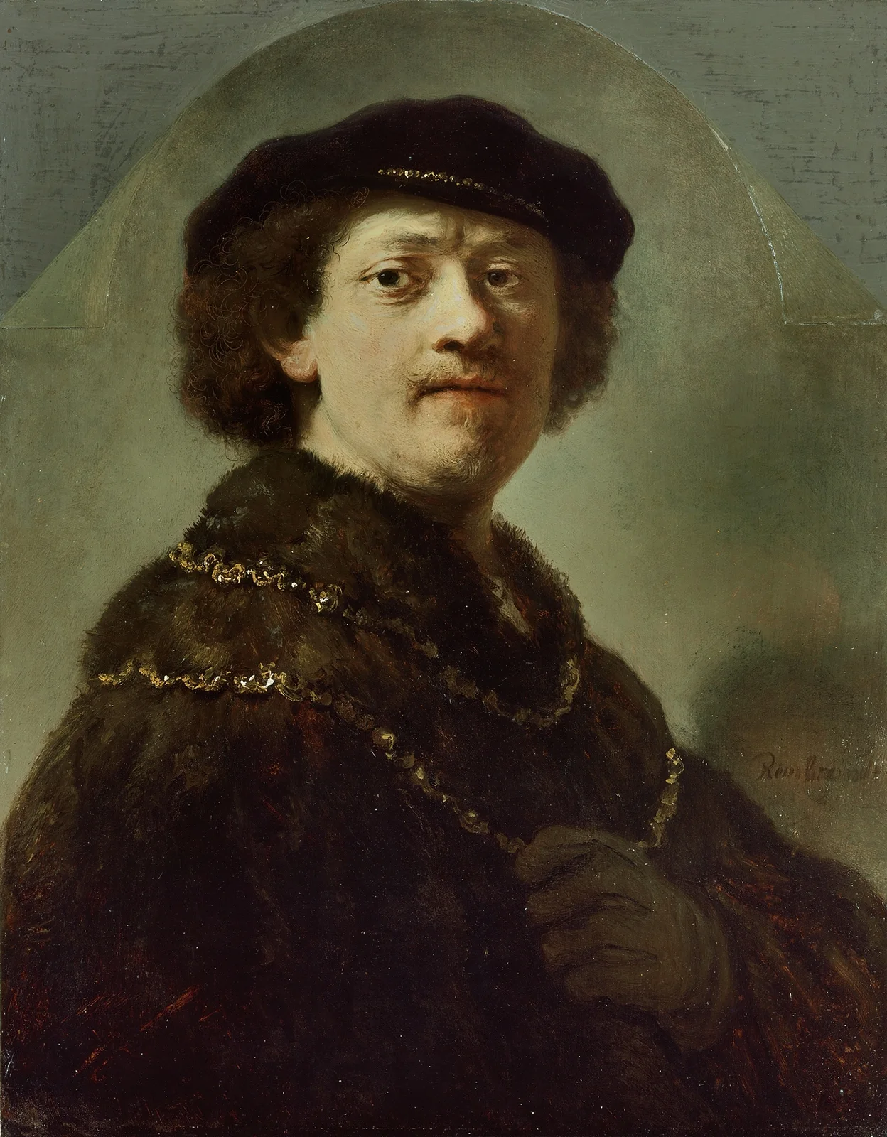 Self-Portrait in a Black Cap av Rembrandt van Rijn