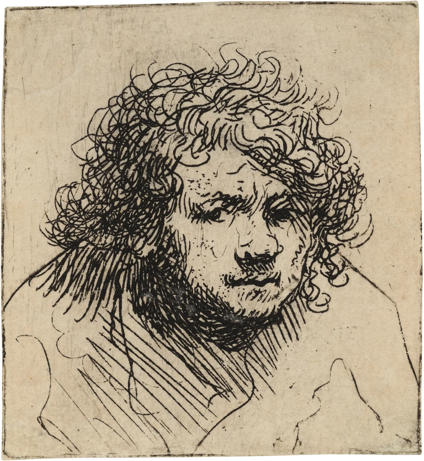 Self-Portrait: leaning forward Bust av Rembrandt van Rijn