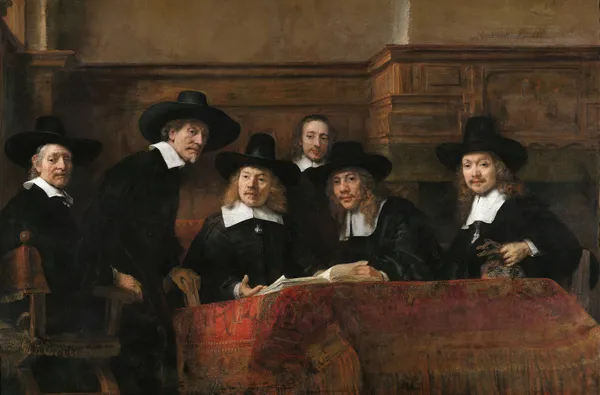 The Sampling Officials of the Drapers’ Guild av Rembrandt van Rijn