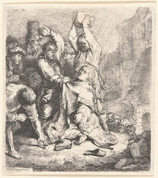 The Stoning of St. Stephen av Rembrandt van Rijn