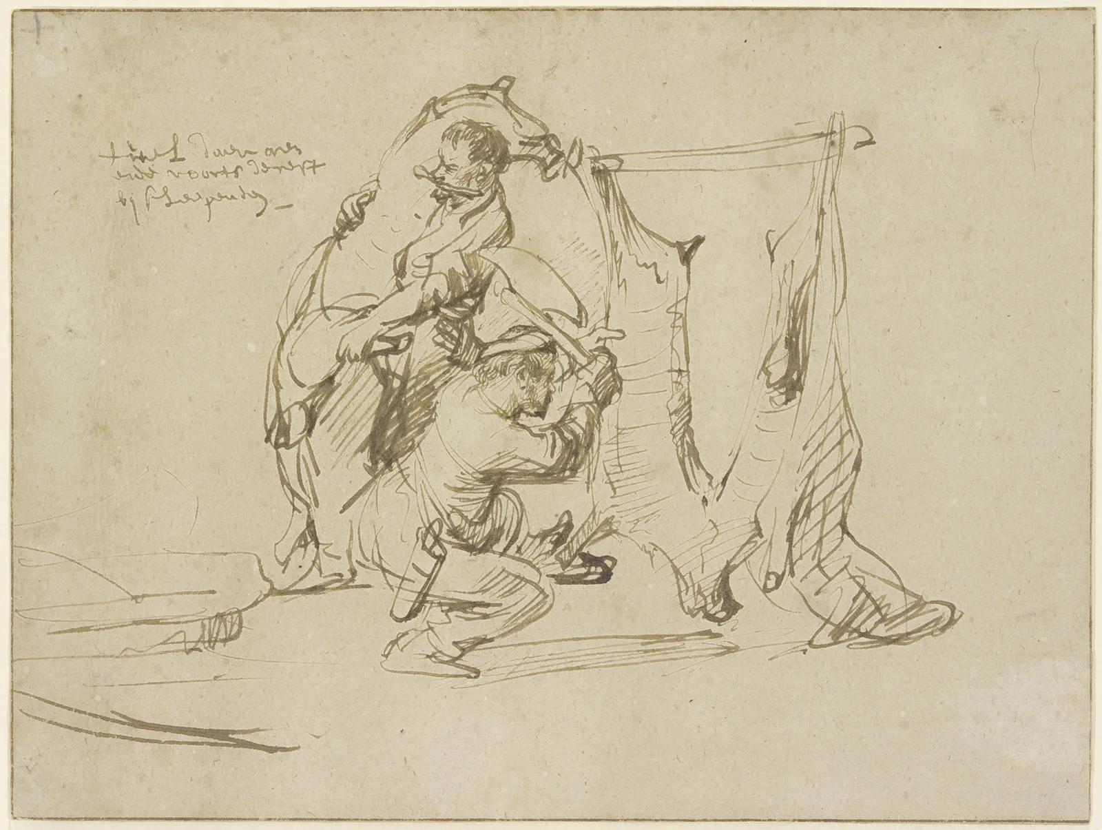 Two butchers av Rembrandt van Rijn