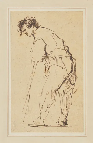 Young Man Leaning on a Stick av Rembrandt van Rijn