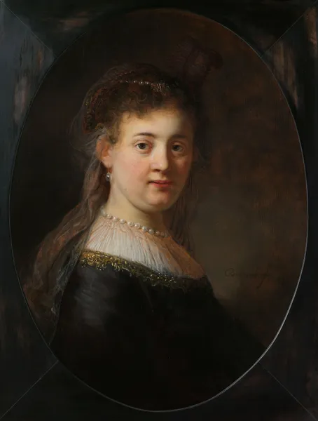 Young Woman in Fantasy Costume av Rembrandt van Rijn