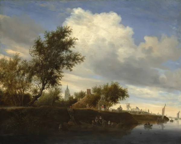 Ferry near Gorinchem av Salomon van Ruysdael