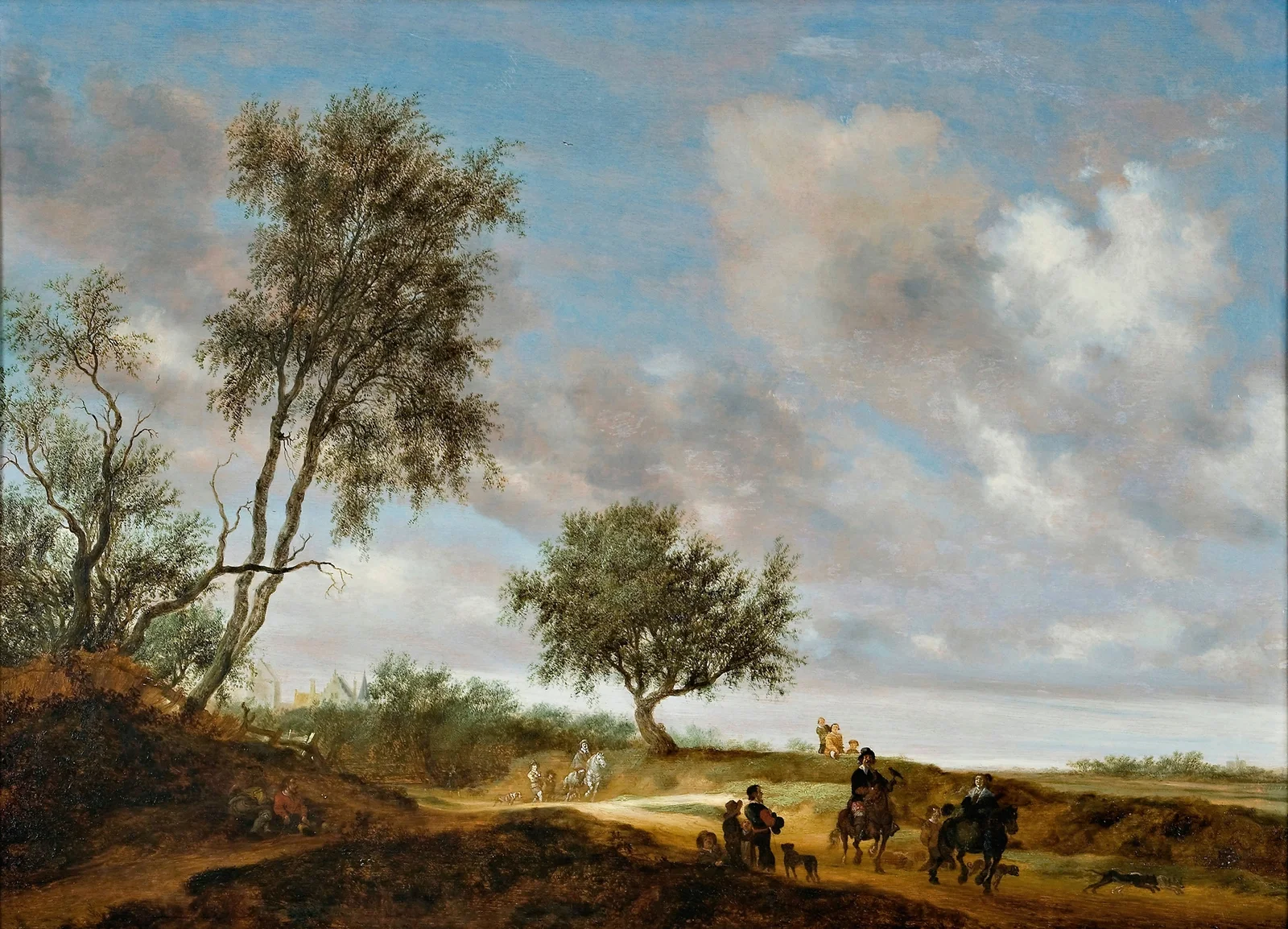Landscape with hunters av Salomon van Ruysdael