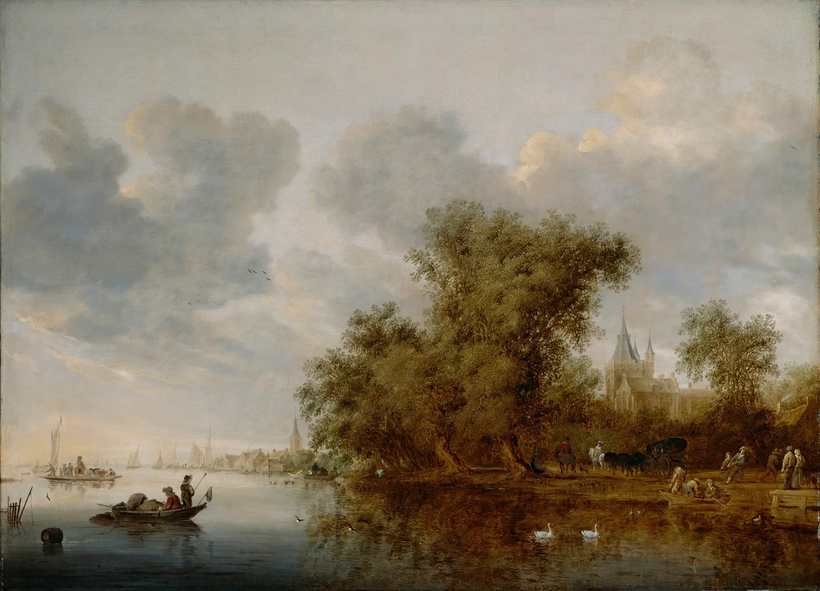River Landscape av Salomon van Ruysdael
