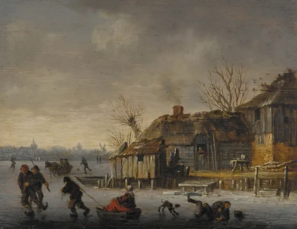 Winter landscape with skaters av Salomon van Ruysdael