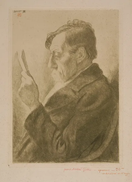 Portrait of the Writer Emile Verhaeren, Reading av Theo van Rysselberghe