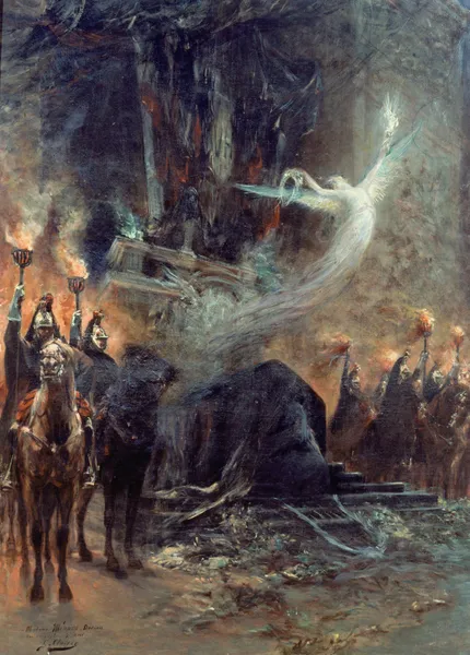 Funérailles de Victor Hugo – la veillée sous l’arc de triomphe av Georges Jules Victor Clairin