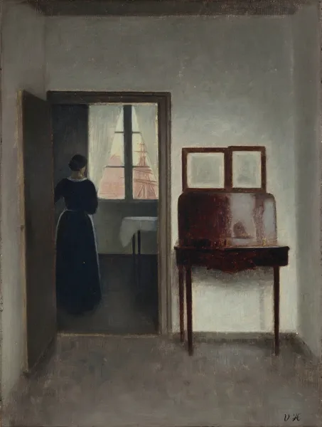 Interior with a Woman (Stue med en kvinde) av Vilhelm Hammershøi