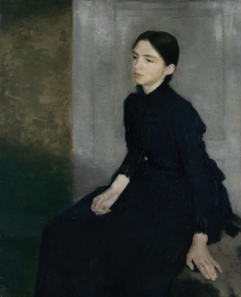 Portrait of a young woman. The artist’s sister Anna Hammershøi av Vilhelm Hammershøi