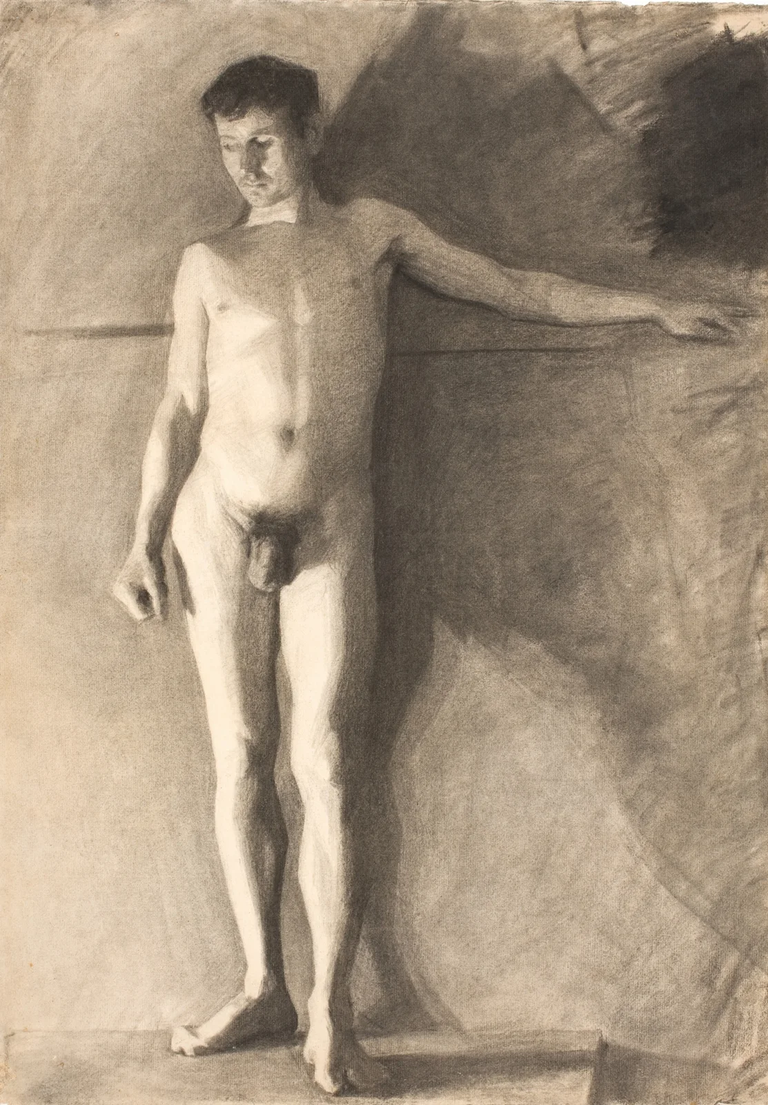 Standing male model av Vilhelm Hammershøi
