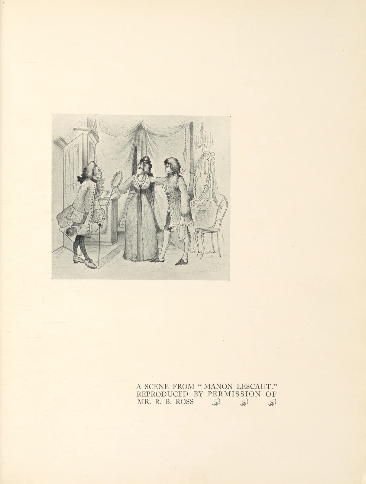 A Scene From ‘Manon Lescaut’ – nr 1 av Aubrey Vincent Beardsley