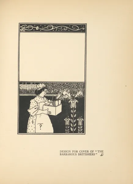 Design for cover of ‘The Barbarous Britishers’ av Aubrey Vincent Beardsley