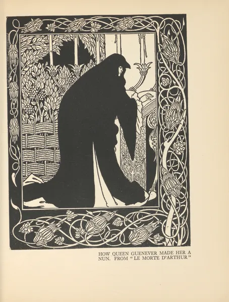 How Queen Guenever Made Her A Nun. From ‘Le Morte d’Arthur – nr 1 av Aubrey Vincent Beardsley