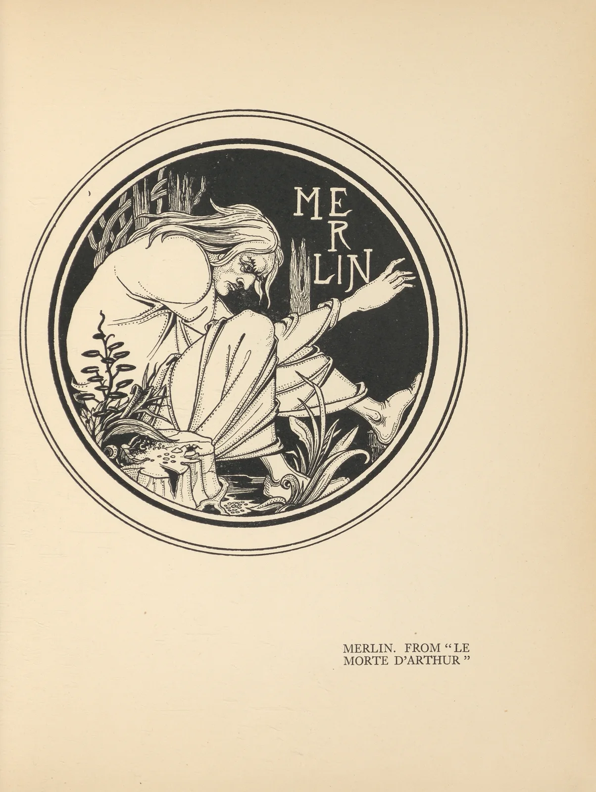 Merlin. From ‘Le Morte d’Arthur’ av Aubrey Vincent Beardsley