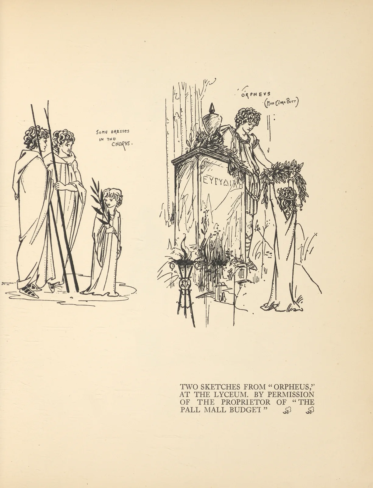 Two Sketches From ‘Orpheus’ – nr 1 av Aubrey Vincent Beardsley